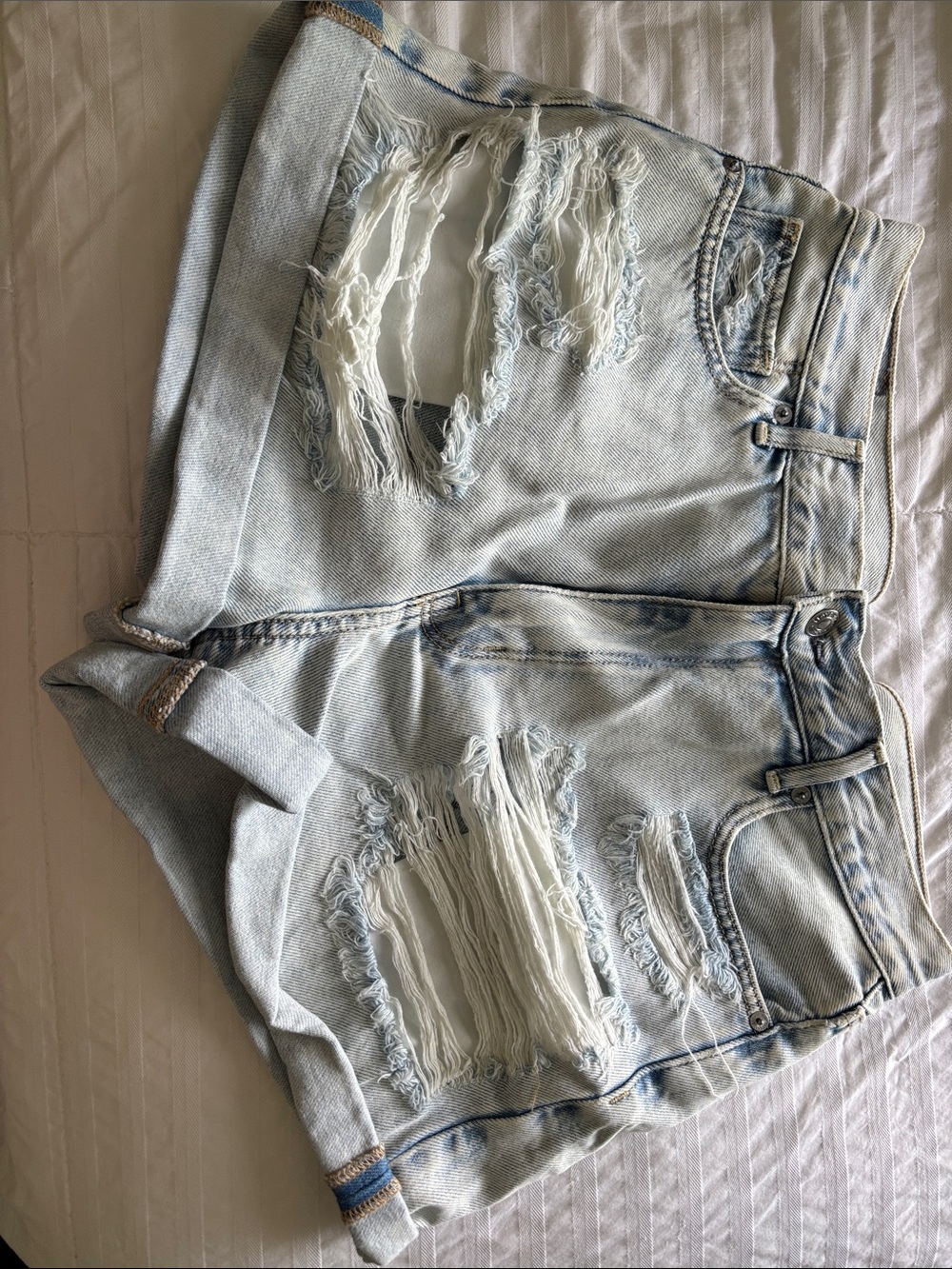 American Eagle Outfitters Light Wash Distressed Denim Shorts